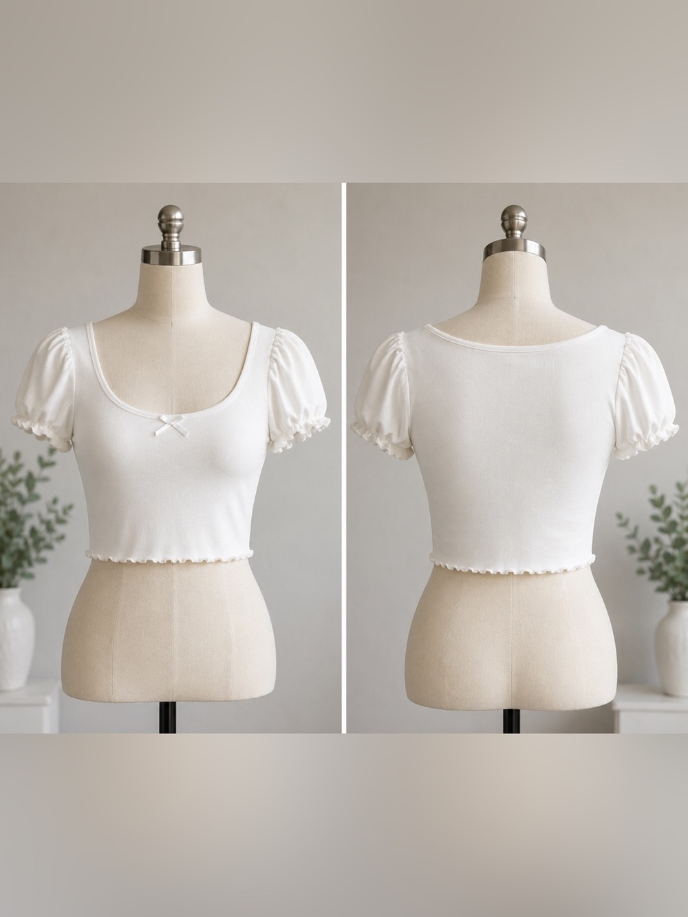 American Eagle Outfitters white puff sleeve baby tee/crop top in size XS.
